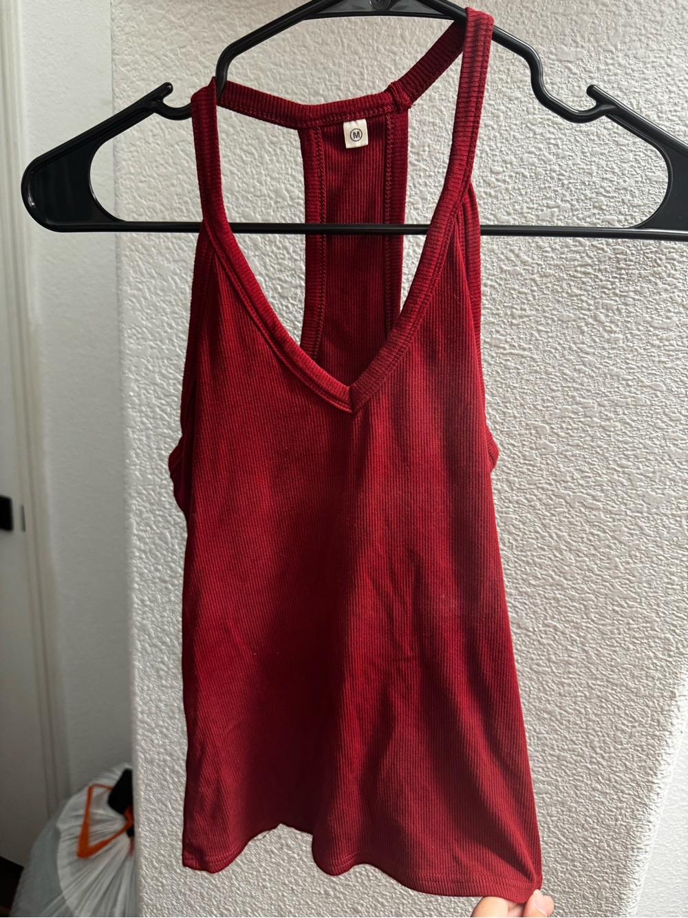 Women’s Red Ribbed Racerback Tank Top